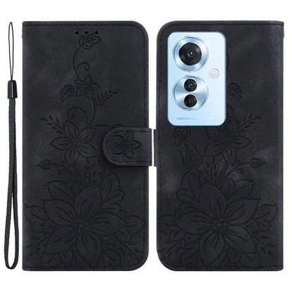 For Oppo Reno11 F 5G / F25 Pro 5G Case Phone Leather Wallet Lily Flower Imprint Full Protection Shell
