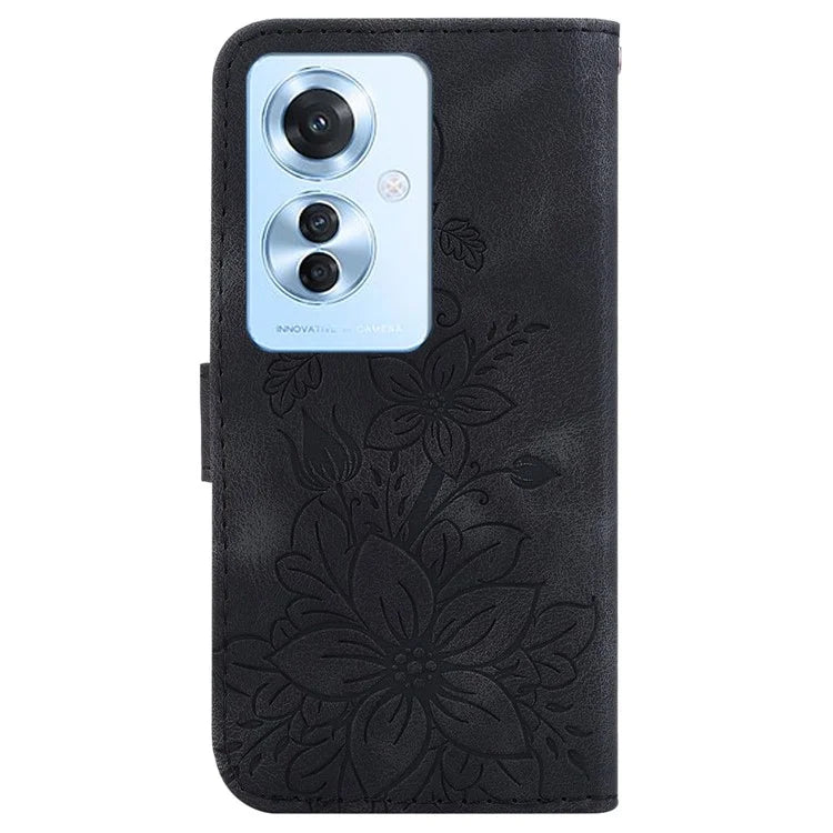 For Oppo Reno11 F 5G / F25 Pro 5G Case Phone Leather Wallet Lily Flower Imprint Full Protection Shell