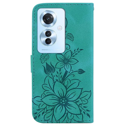 For Oppo Reno11 F 5G / F25 Pro 5G Case Phone Leather Wallet Lily Flower Imprint Full Protection Shell