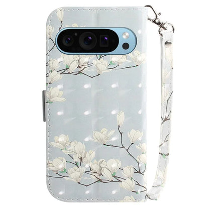 For Google Pixel 9 Phone Case Pattern Printed Anti-Drop Leather Folio Flip Cover with Strap