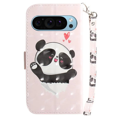 For Google Pixel 9 Phone Case Pattern Printed Anti-Drop Leather Folio Flip Cover with Strap