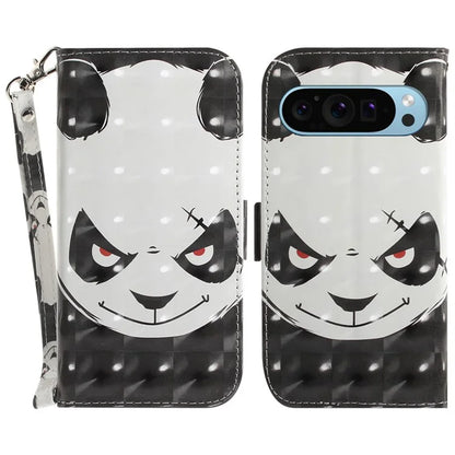 For Google Pixel 9 Phone Case Pattern Printed Anti-Drop Leather Folio Flip Cover with Strap