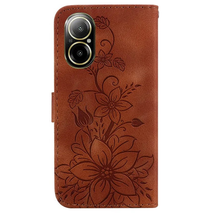 For Realme C67 4G Case Flower Imprint Leather Cell Phone Protector