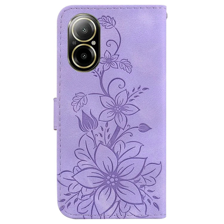 For Realme C67 4G Case Flower Imprint Leather Cell Phone Protector