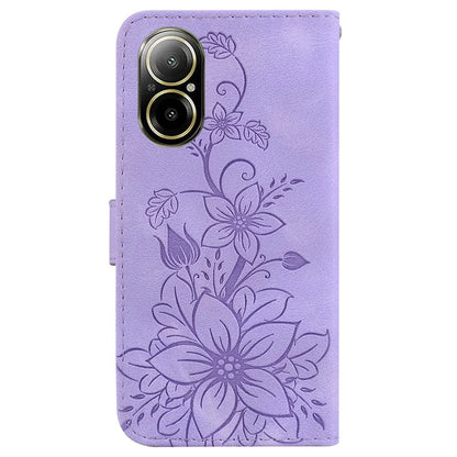 For Realme C67 4G Case Flower Imprint Leather Cell Phone Protector