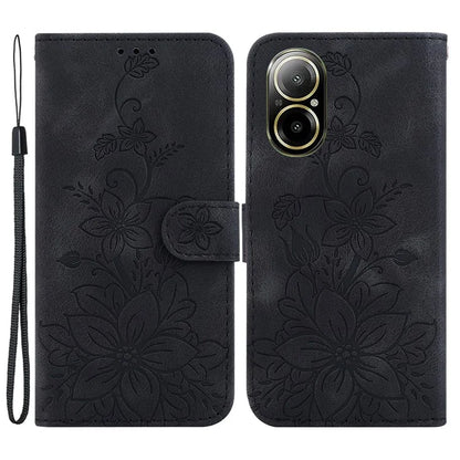 For Realme C67 4G Case Flower Imprint Leather Cell Phone Protector