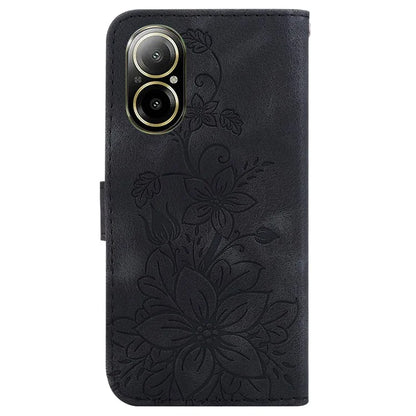 For Realme C67 4G Case Flower Imprint Leather Cell Phone Protector