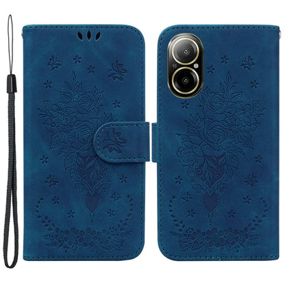 For Realme C67 4G Case PU Leather Flower Pattern Wallet Style Flip Phone Cover
