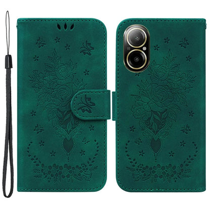 For Realme C67 4G Case PU Leather Flower Pattern Wallet Style Flip Phone Cover
