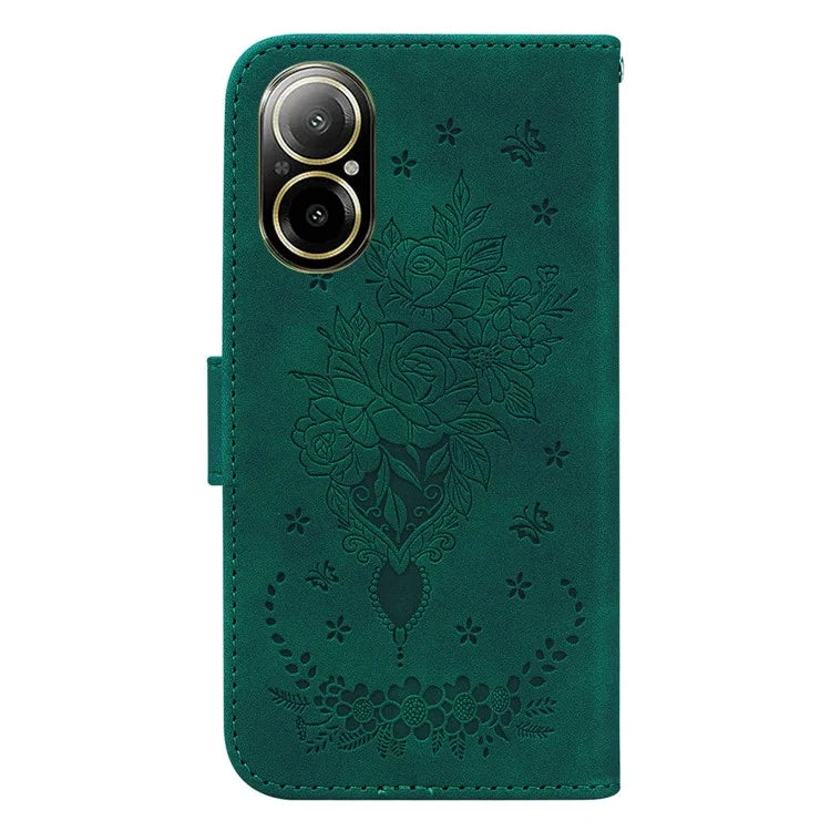 For Realme C67 4G Case PU Leather Flower Pattern Wallet Style Flip Phone Cover