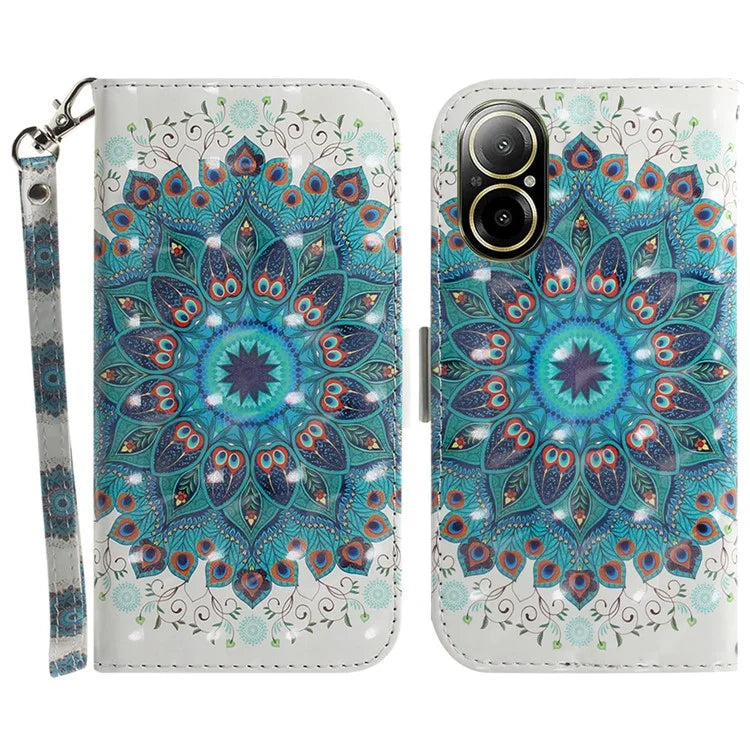 For Realme C67 4G Case Pattern Printing Shockproof Leather Phone Cover with Strap