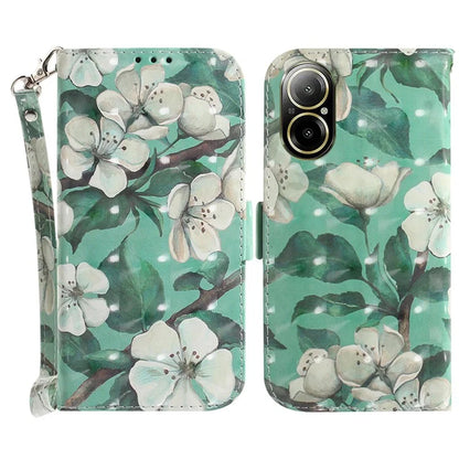 For Realme C67 4G Case Pattern Printing Shockproof Leather Phone Cover with Strap