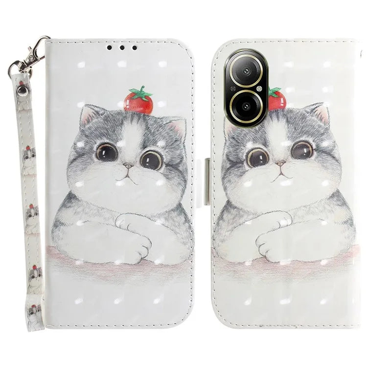 For Realme C67 4G Case Pattern Printing Shockproof Leather Phone Cover with Strap