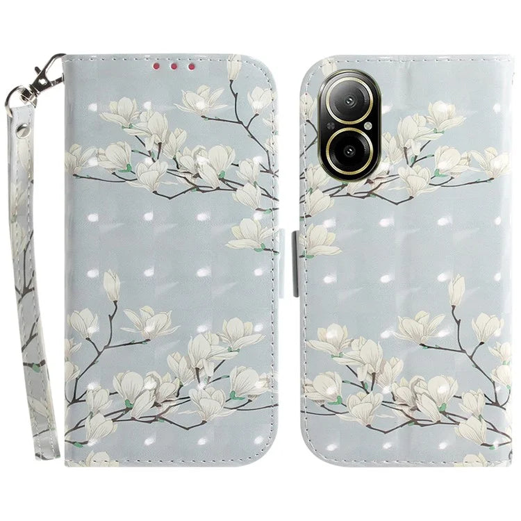 For Realme C67 4G Case Pattern Printing Shockproof Leather Phone Cover with Strap
