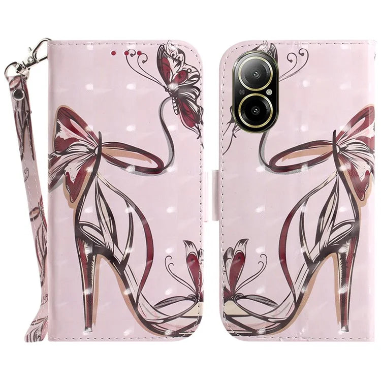 For Realme C67 4G Case Pattern Printing Shockproof Leather Phone Cover with Strap