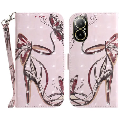 For Realme C67 4G Case Pattern Printing Shockproof Leather Phone Cover with Strap