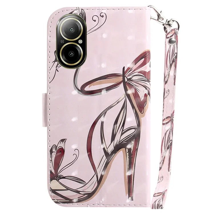 For Realme C67 4G Case Pattern Printing Shockproof Leather Phone Cover with Strap