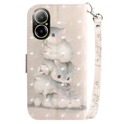 For Realme C67 4G Case Pattern Printing Shockproof Leather Phone Cover with Strap