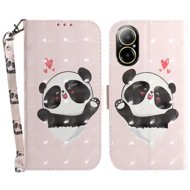 For Realme C67 4G Case Pattern Printing Shockproof Leather Phone Cover with Strap