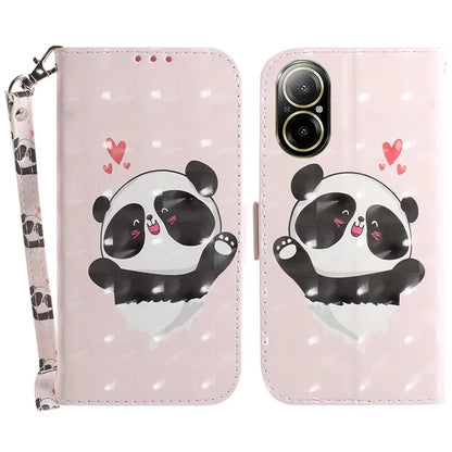 For Realme C67 4G Case Pattern Printing Shockproof Leather Phone Cover with Strap