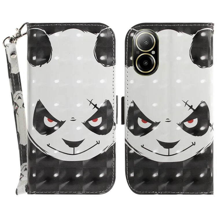 For Realme C67 4G Case Pattern Printing Shockproof Leather Phone Cover with Strap