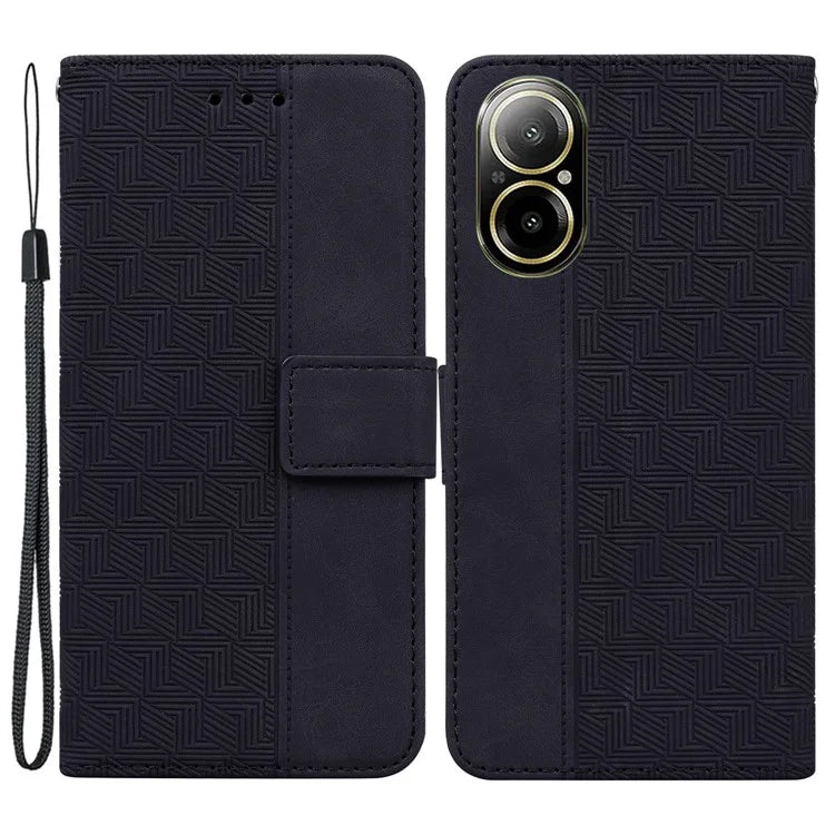 For Realme C67 4G Case Geometry Leather Flip Wallet Handbag Phone Cover