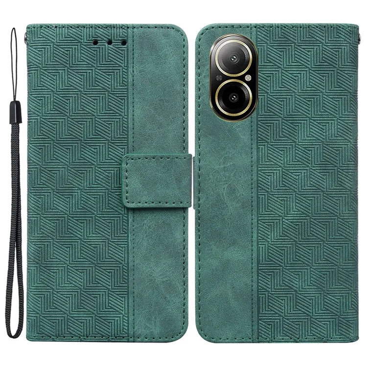 For Realme C67 4G Case Geometry Leather Flip Wallet Handbag Phone Cover