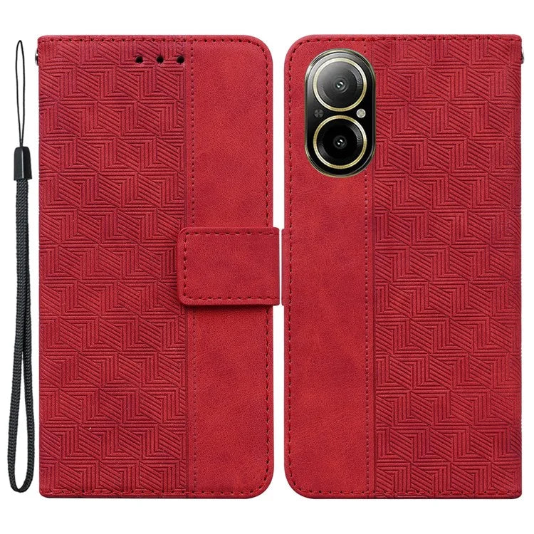 For Realme C67 4G Case Geometry Leather Flip Wallet Handbag Phone Cover