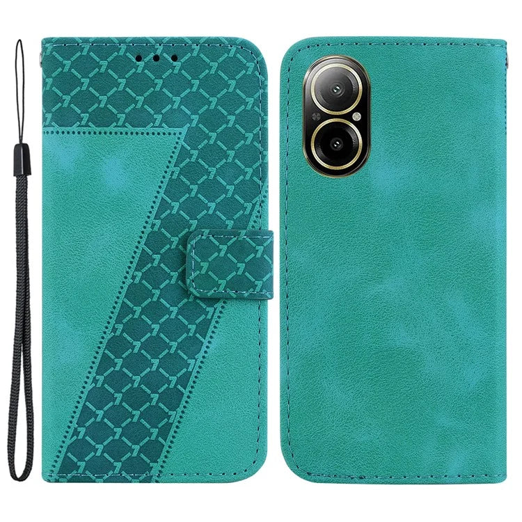For Realme C67 4G Case Wallet Flip Leather Phone Cover 7-Shape Pattern