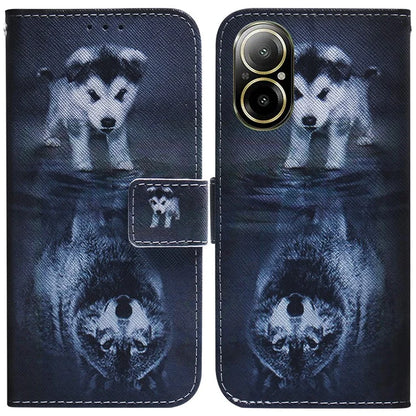 For Realme C67 4G Leather Case Pattern Printing Full Protection Phone Cover and Wolf