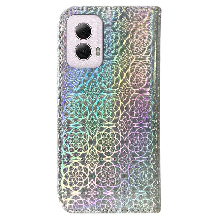 For Motorola Moto G Power (2024) Case with Card Slots Wrist Strap PU Leather Dazzling Flower Phone Cover