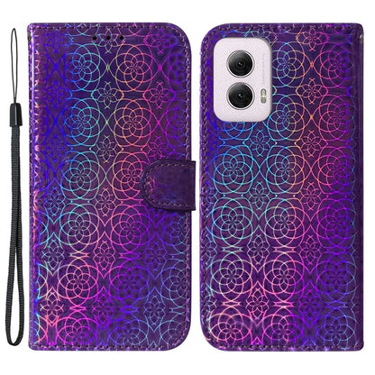 For Motorola Moto G Power (2024) Case with Card Slots Wrist Strap PU Leather Dazzling Flower Phone Cover