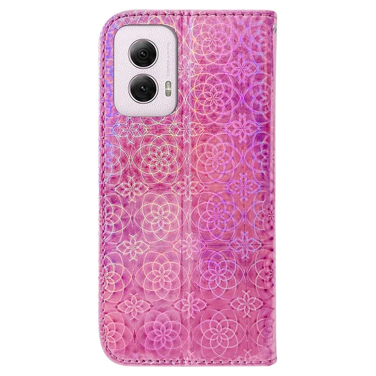 For Motorola Moto G Power (2024) Case with Card Slots Wrist Strap PU Leather Dazzling Flower Phone Cover