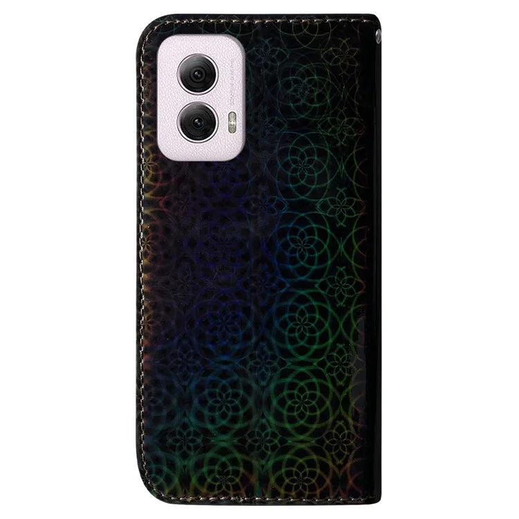 For Motorola Moto G Power (2024) Case with Card Slots Wrist Strap PU Leather Dazzling Flower Phone Cover