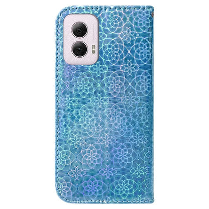 For Motorola Moto G Power (2024) Case with Card Slots Wrist Strap PU Leather Dazzling Flower Phone Cover