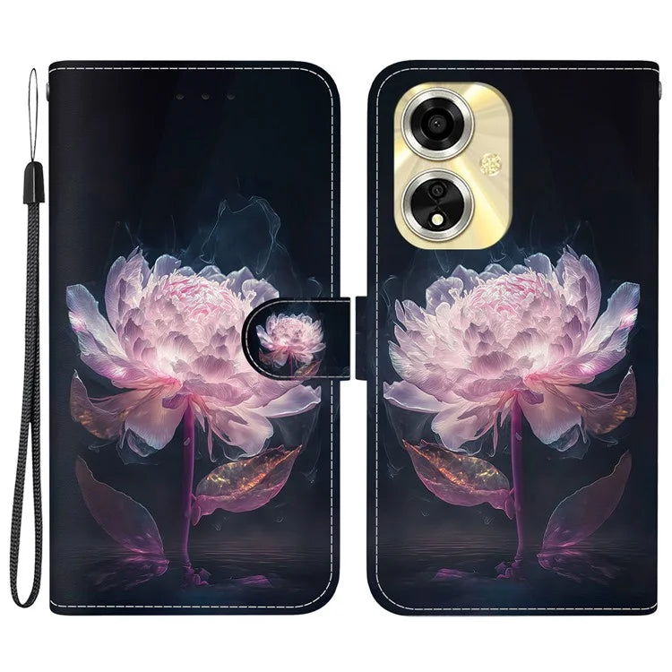 For Oppo A59 5G / A2m 5G Case Stand Hand Strap Leather Pattern Phone Cover