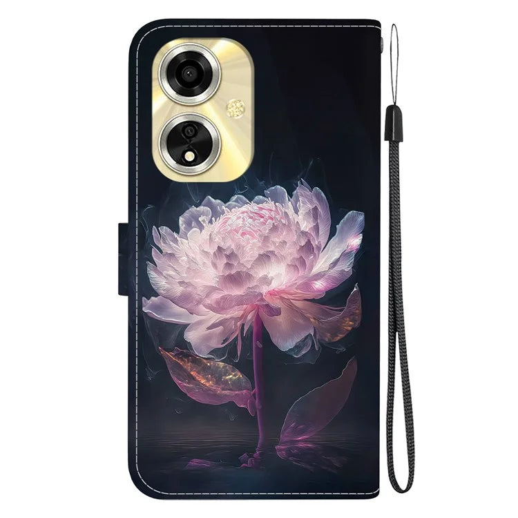 For Oppo A59 5G / A2m 5G Case Stand Hand Strap Leather Pattern Phone Cover