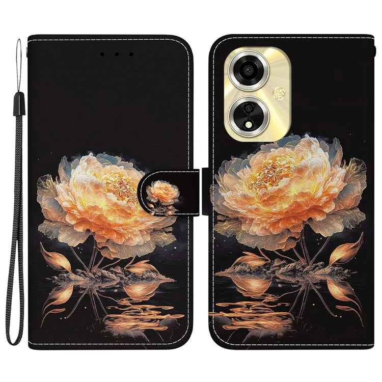 For Oppo A59 5G / A2m 5G Case Stand Hand Strap Leather Pattern Phone Cover