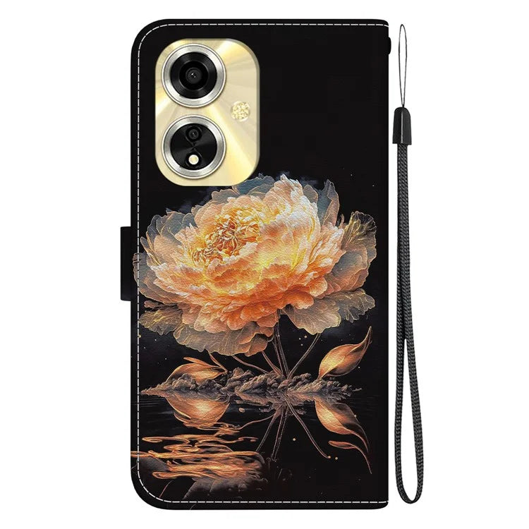 For Oppo A59 5G / A2m 5G Case Stand Hand Strap Leather Pattern Phone Cover