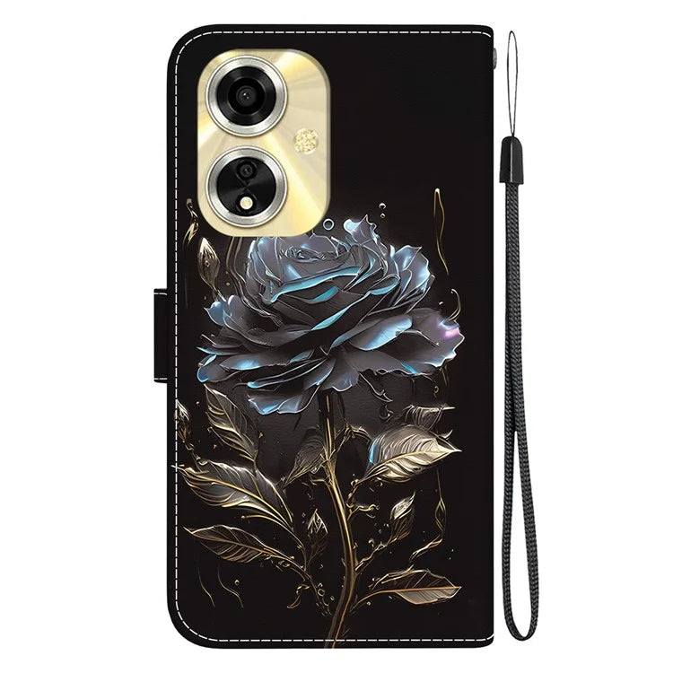 For Oppo A59 5G / A2m 5G Case Stand Hand Strap Leather Pattern Phone Cover
