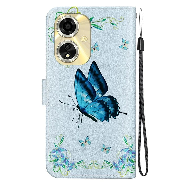 For Oppo A59 5G / A2m 5G Case Stand Hand Strap Leather Pattern Phone Cover