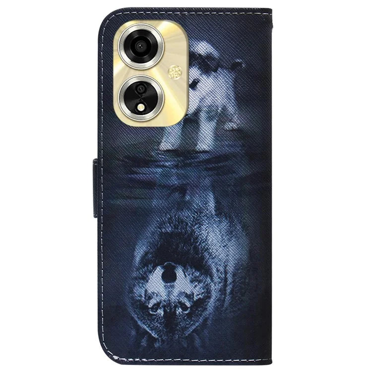 For Oppo A59 5G / A2m 5G Wallet Case Pattern Printing Phone Leather Cover and Wolf