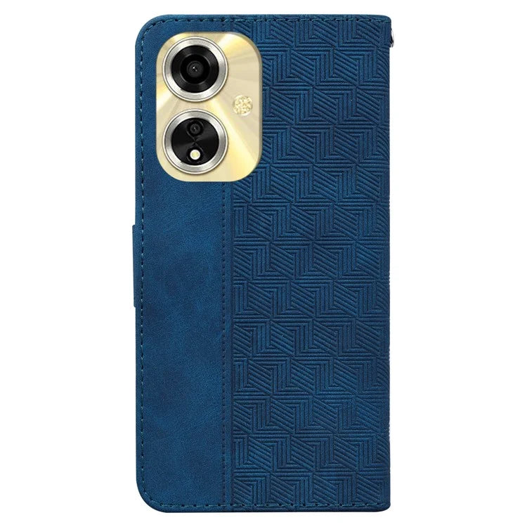 For Oppo A59 5G / A2m 5G Case Geometry Imprinted Leather Phone Cover with Wallet
