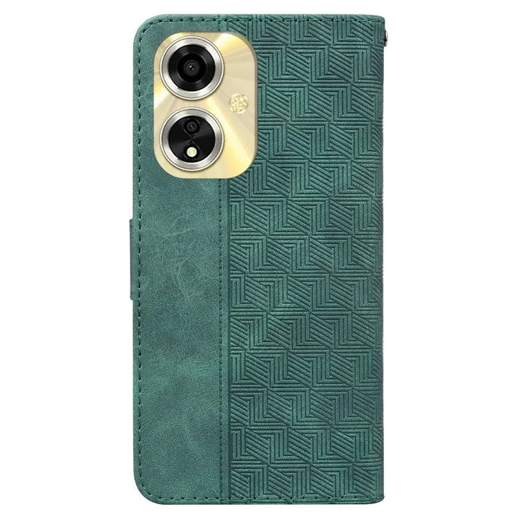 For Oppo A59 5G / A2m 5G Case Geometry Imprinted Leather Phone Cover with Wallet