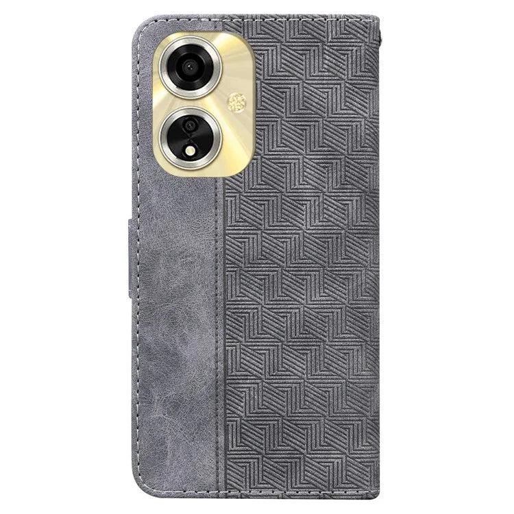 For Oppo A59 5G / A2m 5G Case Geometry Imprinted Leather Phone Cover with Wallet