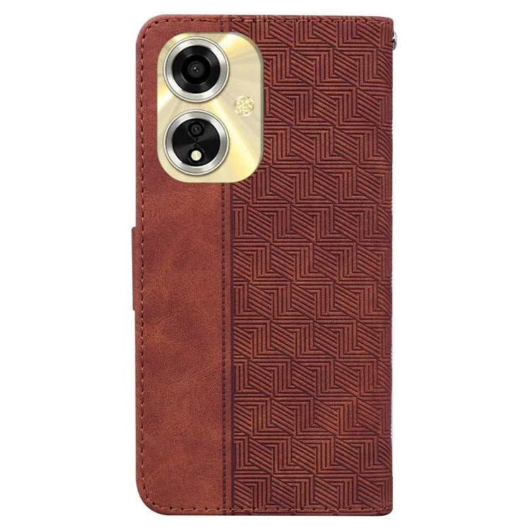 For Oppo A59 5G / A2m 5G Case Geometry Imprinted Leather Phone Cover with Wallet