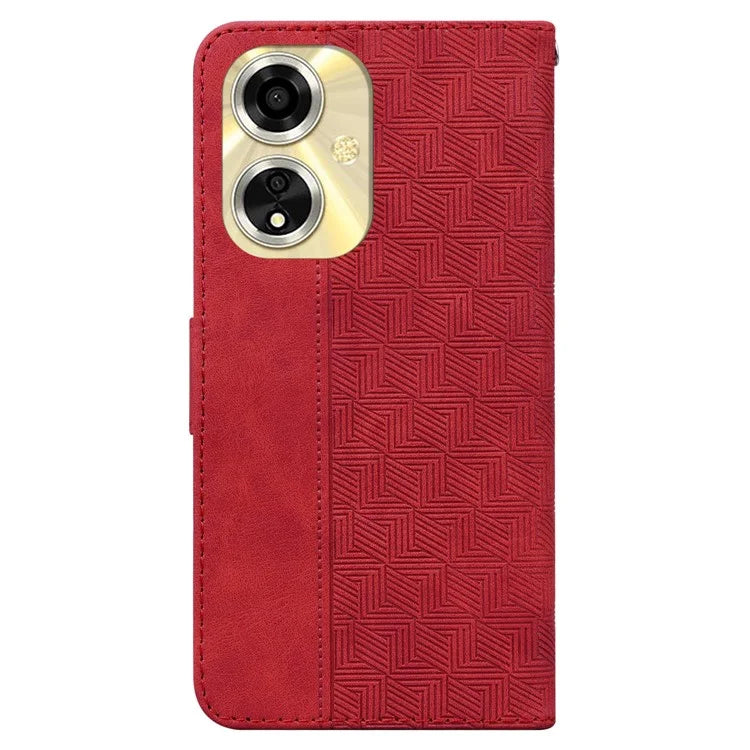 For Oppo A59 5G / A2m 5G Case Geometry Imprinted Leather Phone Cover with Wallet