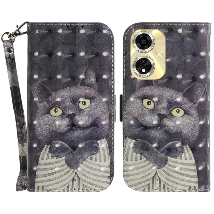 For Oppo A59 5G / A2m 5G Wallet Phone Case Pattern Printed Leather Flip Cover with Strap