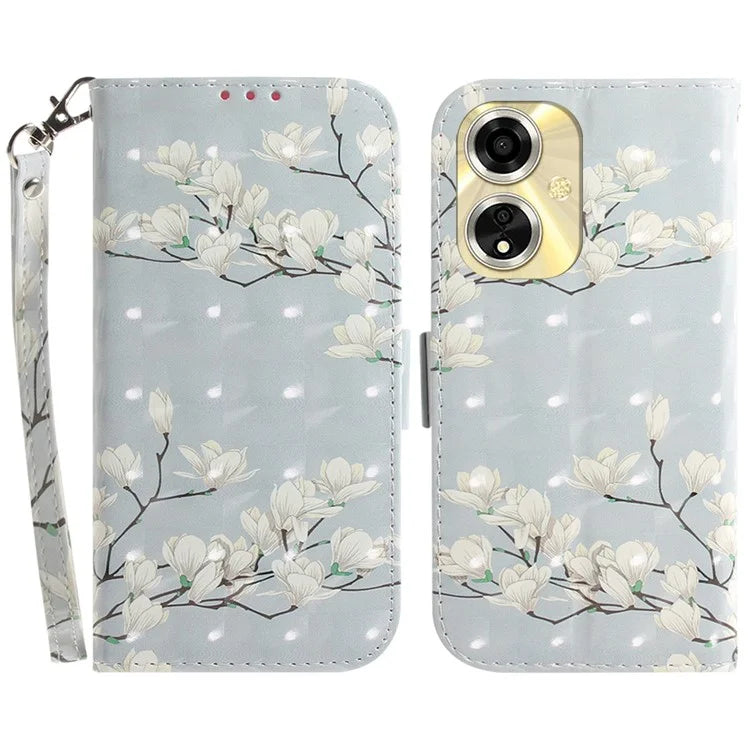 For Oppo A59 5G / A2m 5G Wallet Phone Case Pattern Printed Leather Flip Cover with Strap