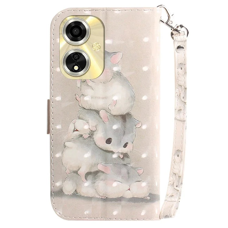 For Oppo A59 5G / A2m 5G Wallet Phone Case Pattern Printed Leather Flip Cover with Strap